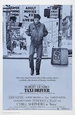Travis Bickle walking alone in New York at night